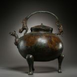 BRONZE HANDLE POT, HAN DYNASTY, CHINA