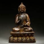 GILT BRONZE SEATED BUDDHA, CHINA