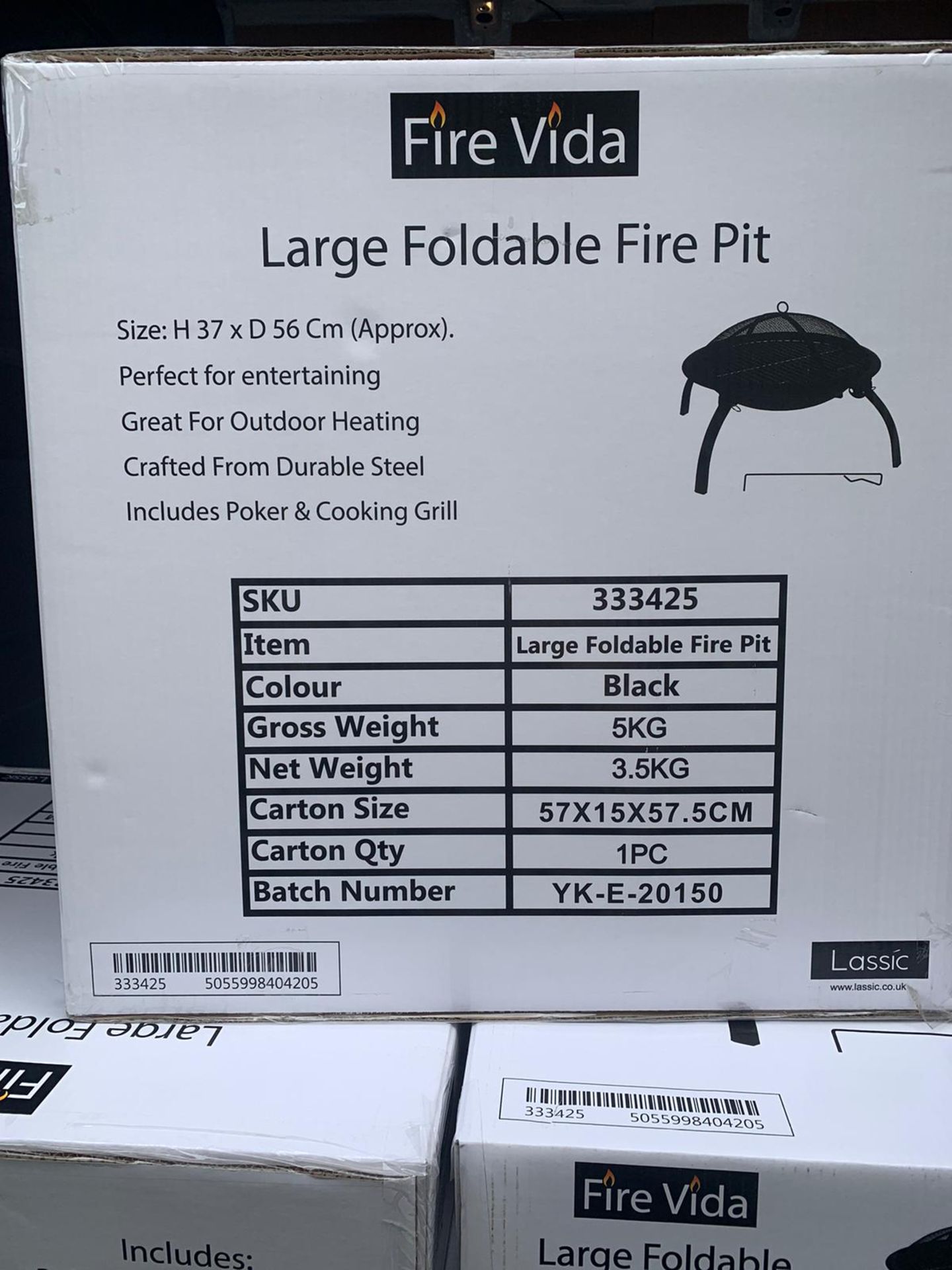 FIRE VIDA LARGE STEEL FOLDABLE FIRE PIT GARDEN PATIO **BULK DEAL QTY 5 PCS** - Image 2 of 3