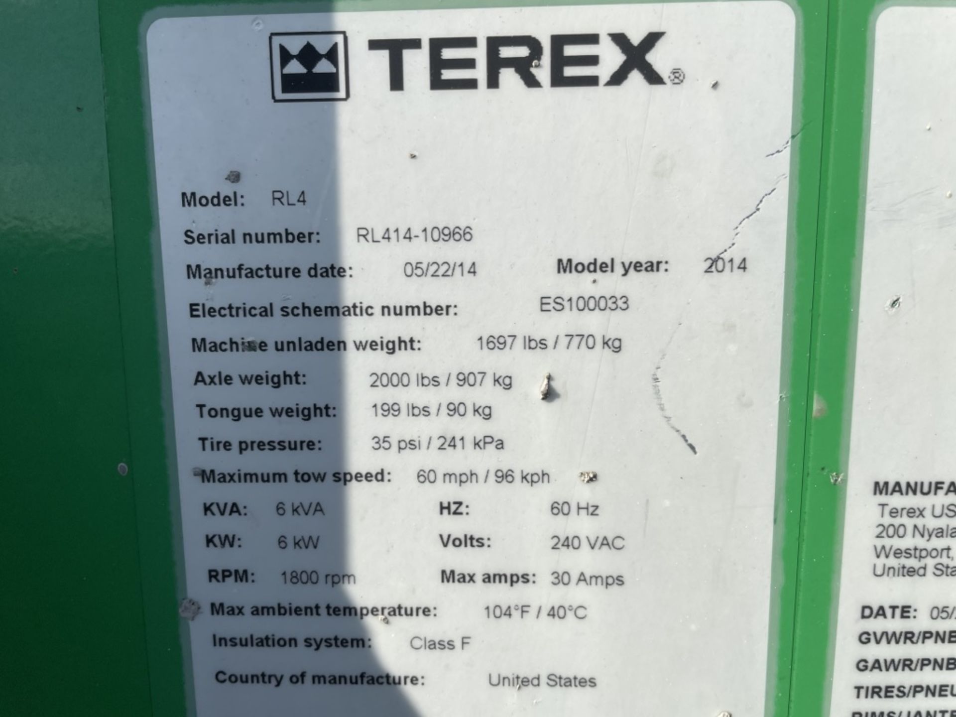 2014 Terex RL4 Towable Light Tower - Image 17 of 20