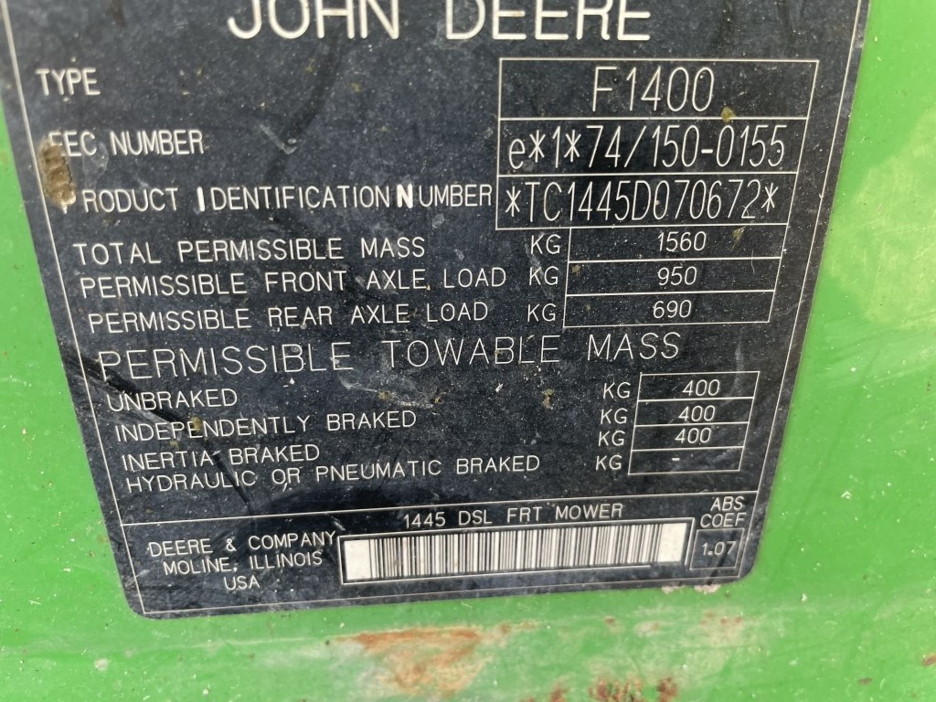 2007 John Deere 1445 Mower - Image 11 of 11