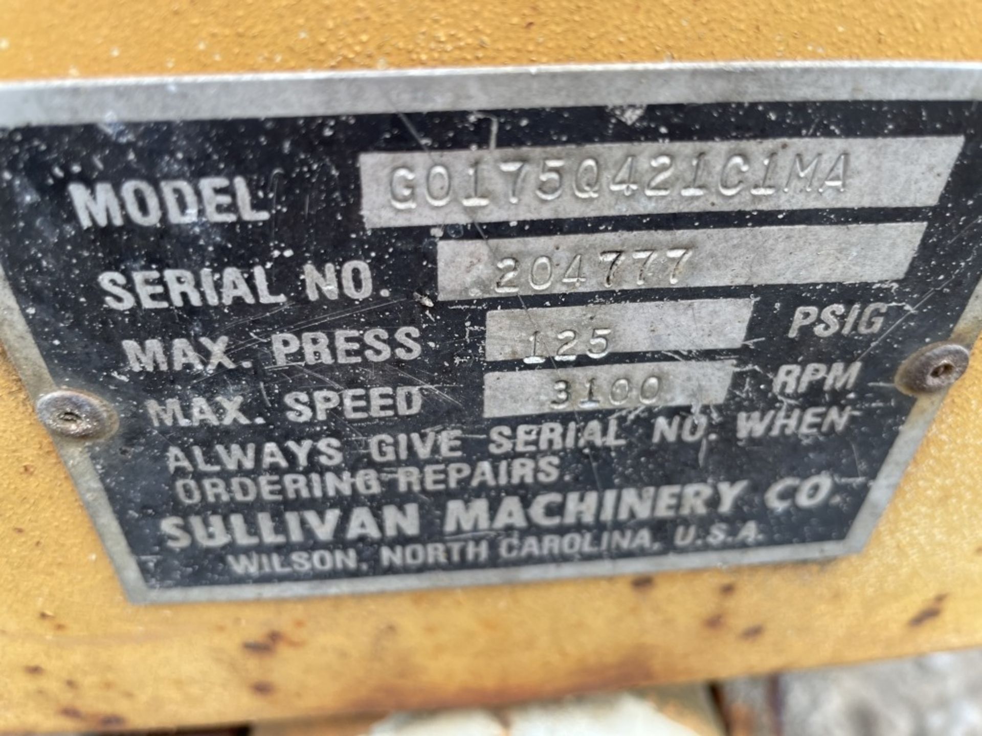 1986 Sullivan G175Q Towable Air Compressor - Image 13 of 13