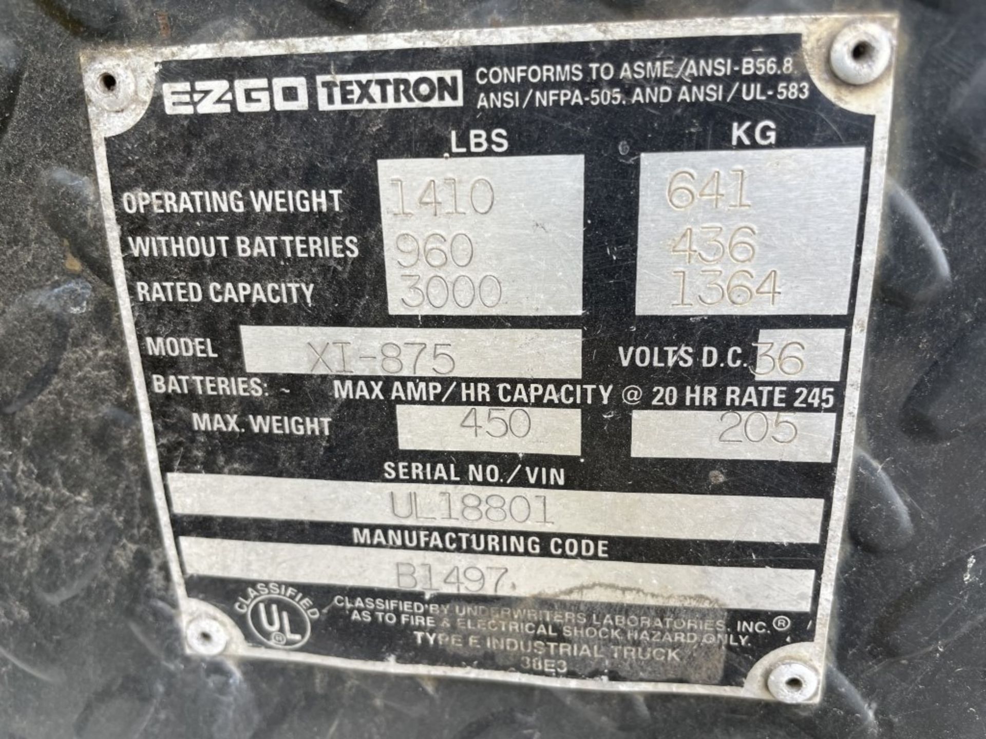 EZ Go XI-875 Utility Cart - Image 8 of 8
