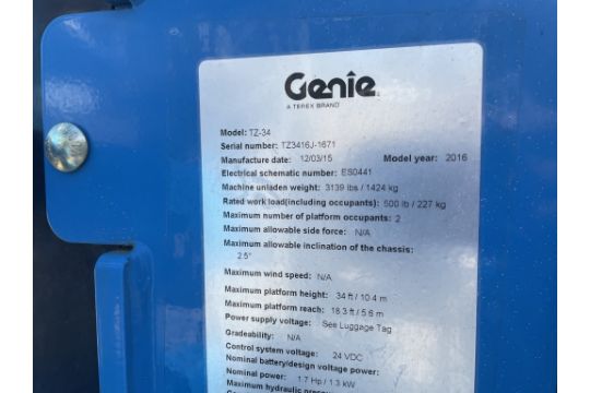 2016 Genie TZ-34/20 Towable Articulating Boom Lift - Image 12 of 13