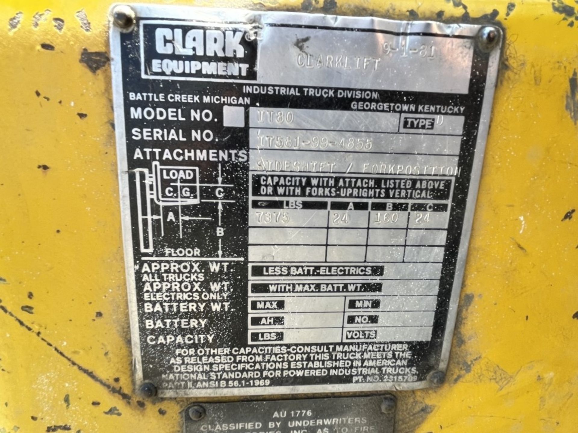 1981 Clark IT80 Forklift - Image 20 of 20