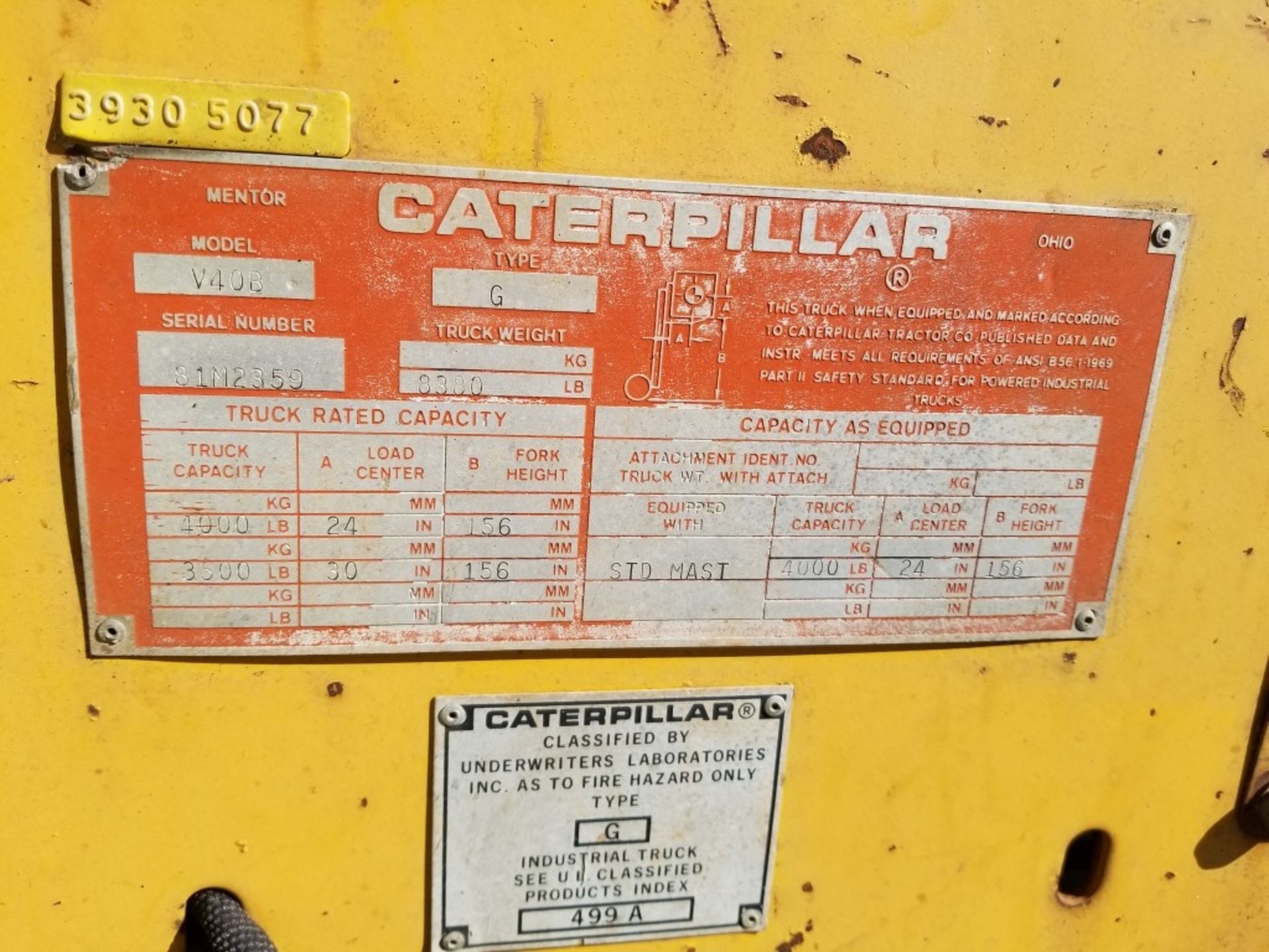 Caterpillar V40B Fork Lift - Image 8 of 13