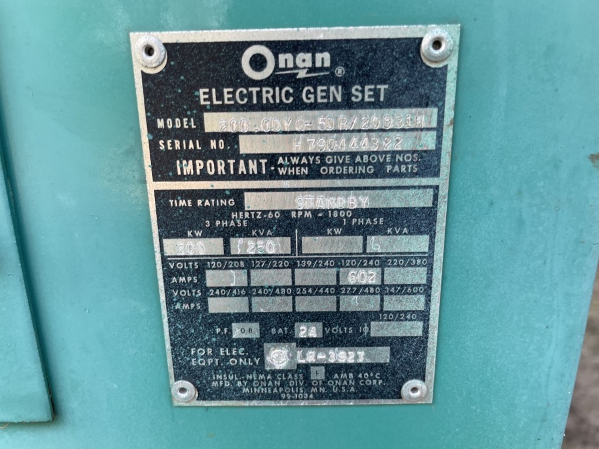 Onan 200 OBYC Generator - Image 12 of 12
