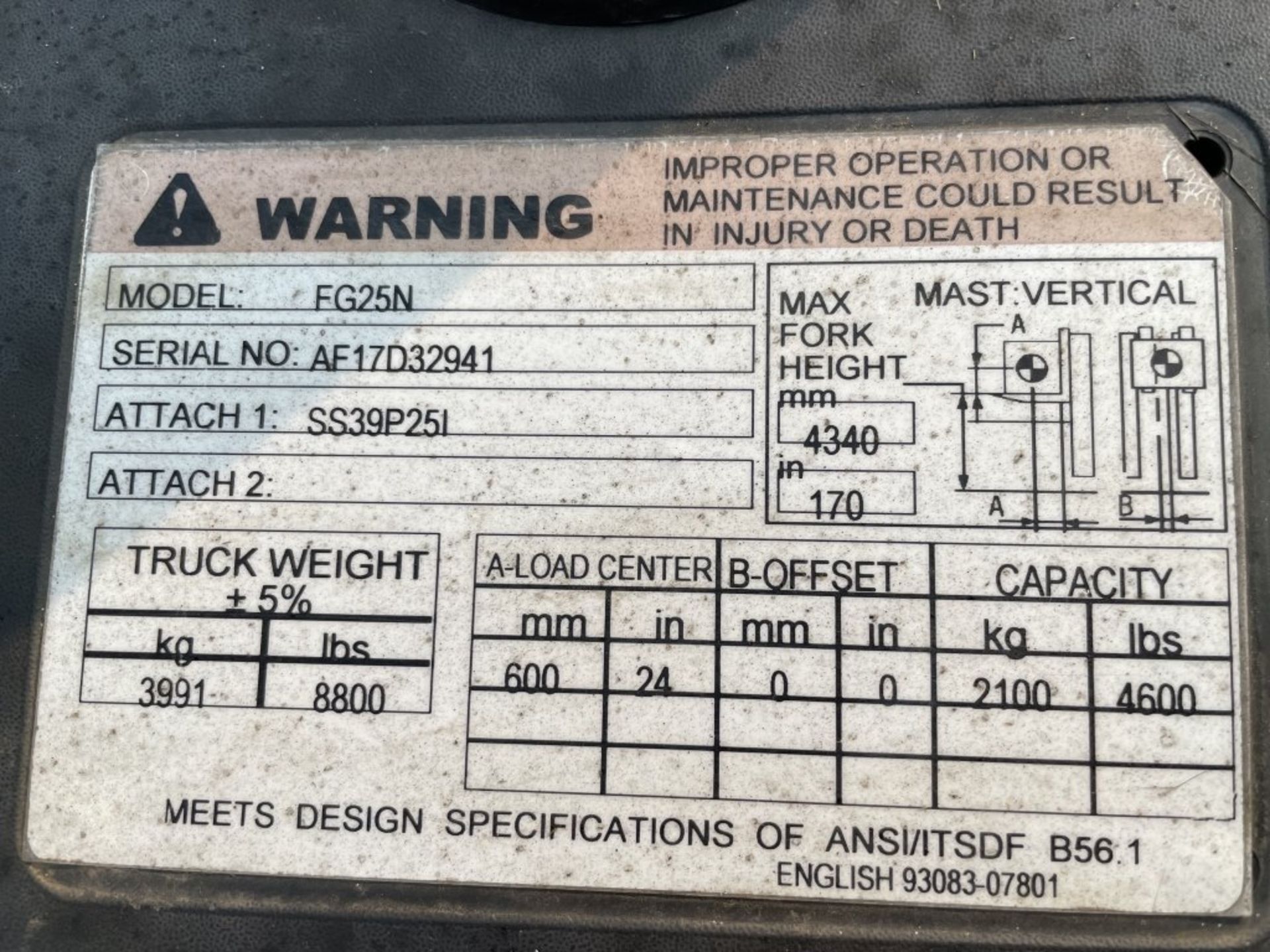 Mitsubishi FG25N Forklift - Image 20 of 20