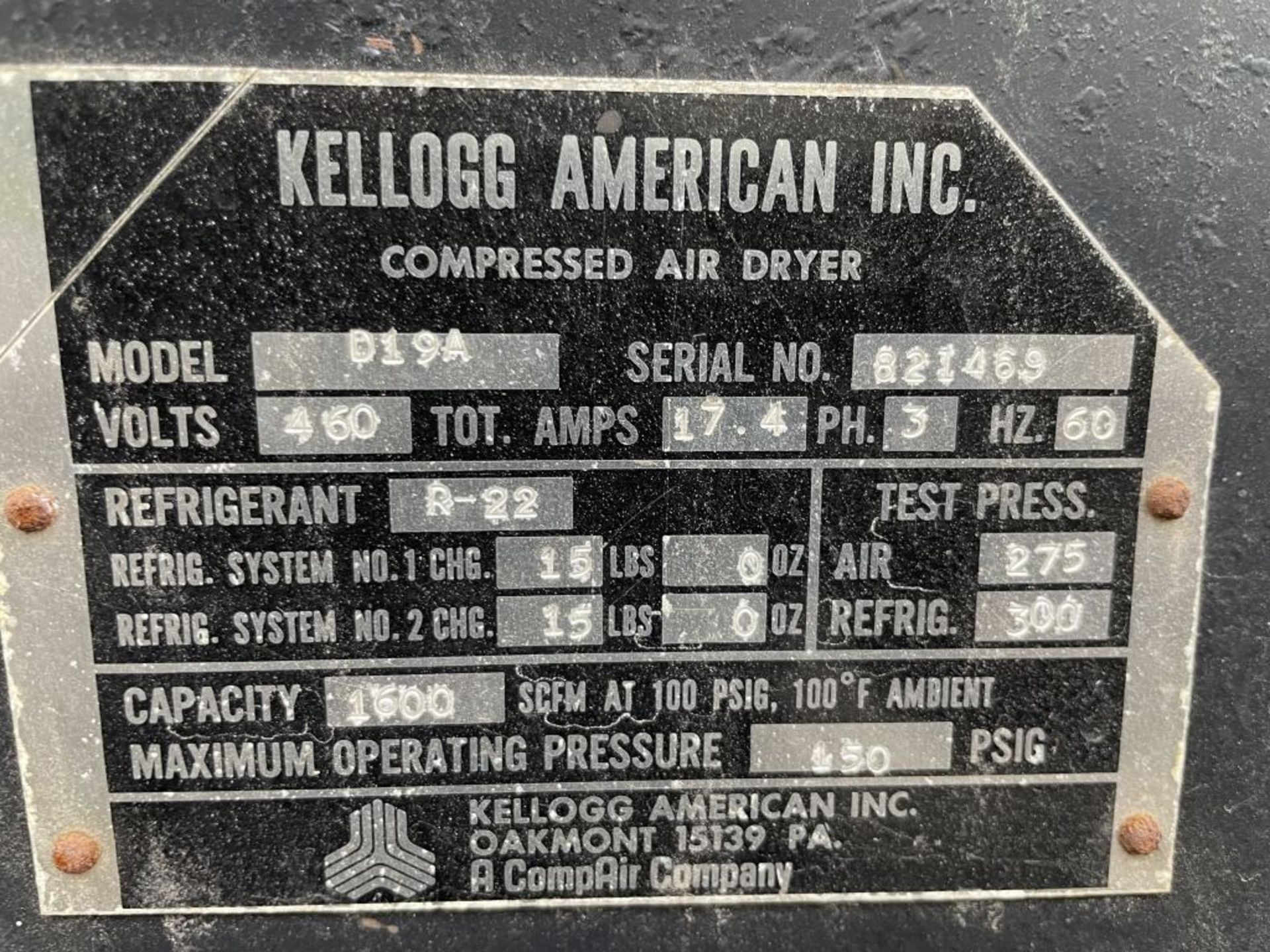 Kellogg America D19A Compressed Air Dryer - Image 12 of 12