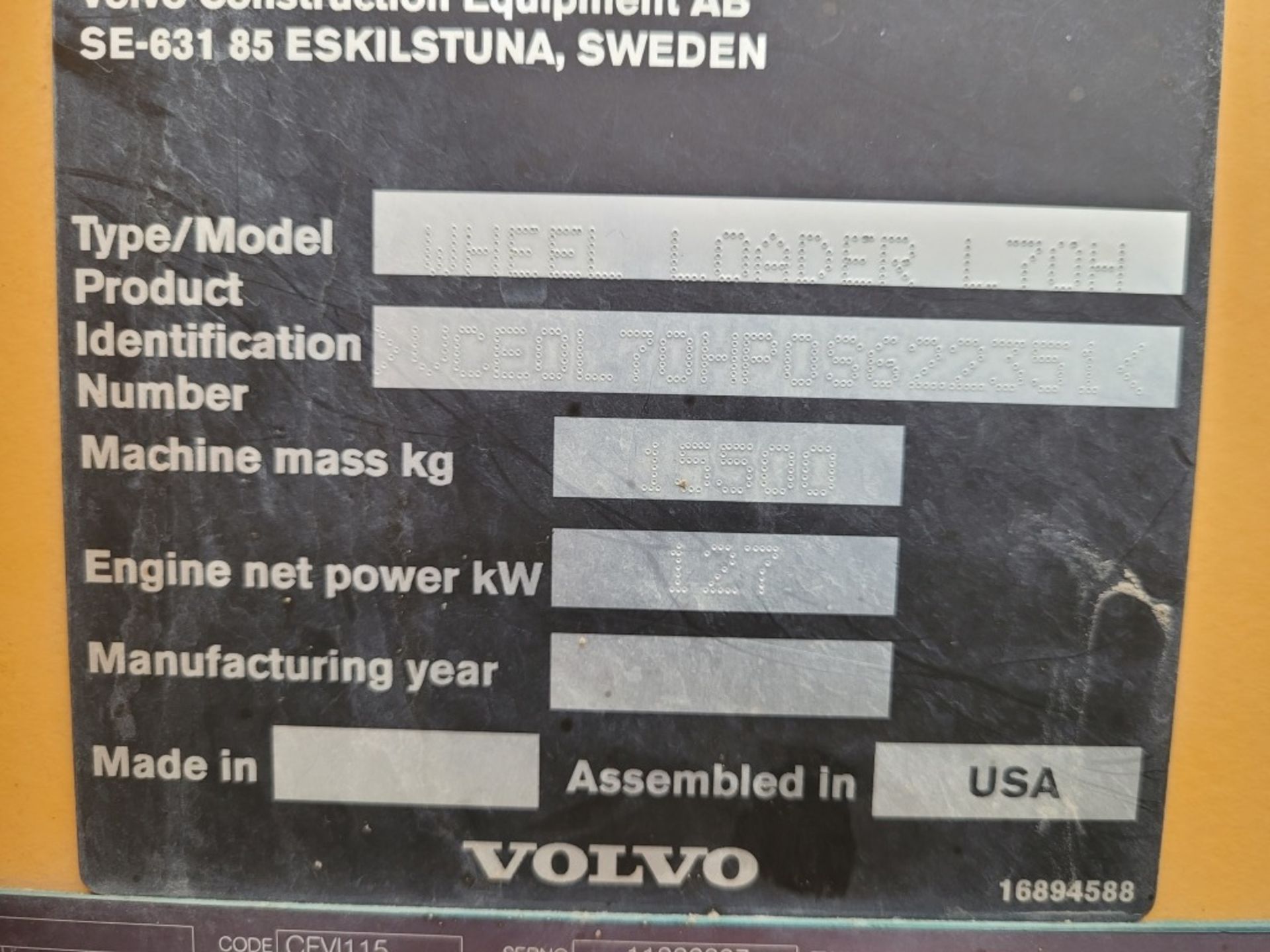 2016 Volvo L70H Wheel Loader - Image 48 of 48