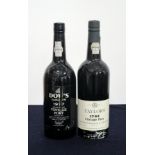 1 bt Dows Silver Jubilee Vintage Port 1977 ts sl torn label 1 bt Taylors Vintage Port 1985 Base of