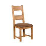 AN OREGON DINING CHAIR - ALCAN CHES & OILED OAK 50cm x 52cm x 105cm (rrp £130)