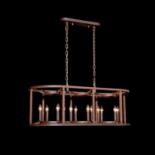 A CROWN SMALL RECTANGULAR CHANDELIER - ANTIQUE RUST 116cm x 48cm x 41.5cm (rrp £1292)