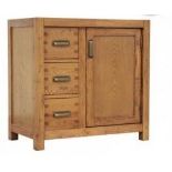 A MONTANA COMPACT SIDEBOARD - NIBBED OAK 80cm x 45cm x 78cm (rrp £600)