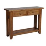 A WENTWORTH COMPACT CONSOLE - NIBBED OAK 105cm x 32cm x 76cm (rrp £510)