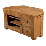 A WENTWORTH COMPACT CORNER MEDIA UNIT - NIBBED OAK 95cm x 50cm x 51cm (rrp £625)