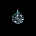 A LAVA LARGE PENDANT LIGHT - OCEAN BLUE & FLAT BRASS 34cm x 34cm x 41cm (rrp £650)