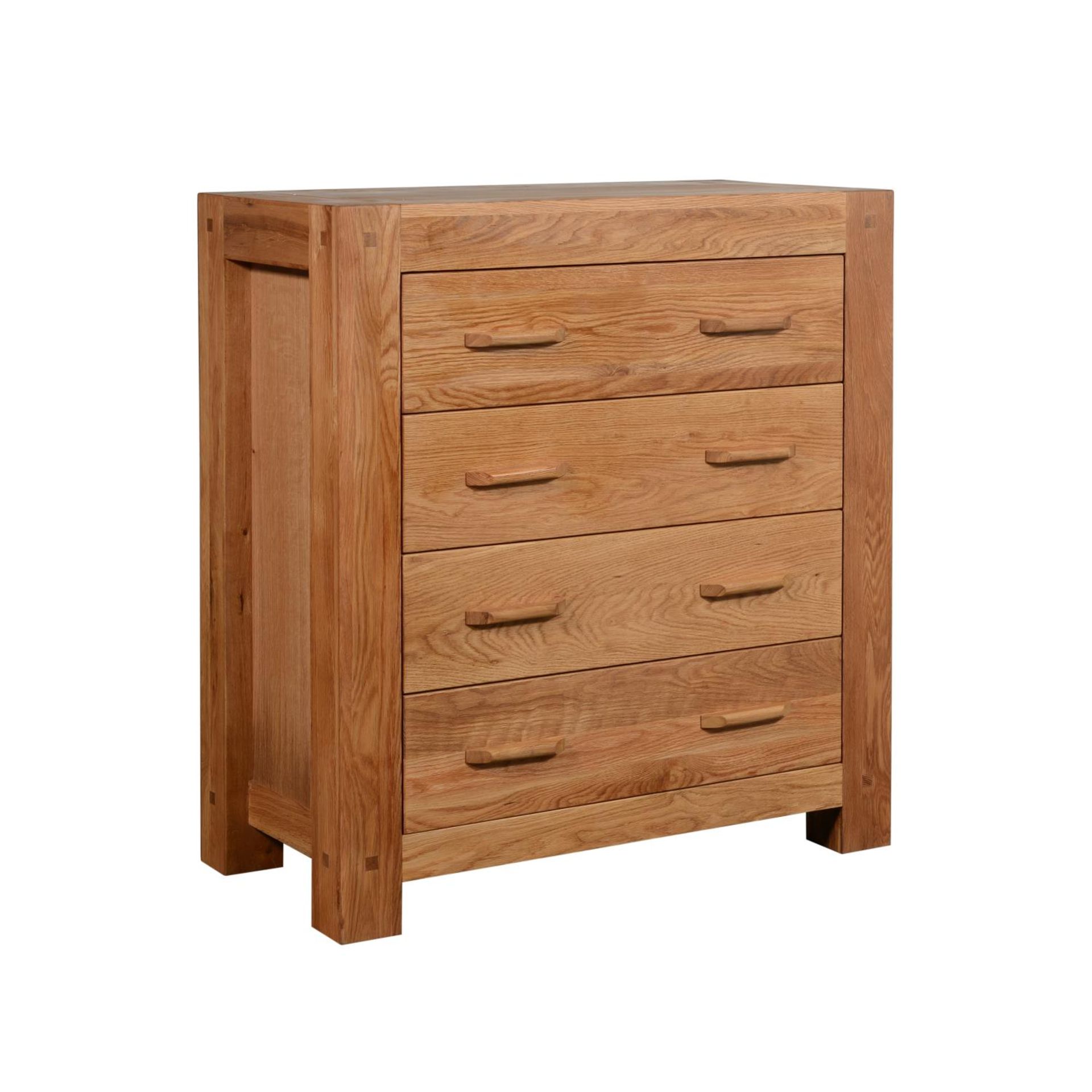 AN OREGON 4 DRAWER CHEST - OILED OAK 100cm x 50cm x 108cm (rrp £750)