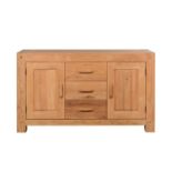 AN OREGON 3 DRAWER 2 DOOR SIDEBOARD - OILED OAK 150cm x 50cm x 88cm (rrp £955)