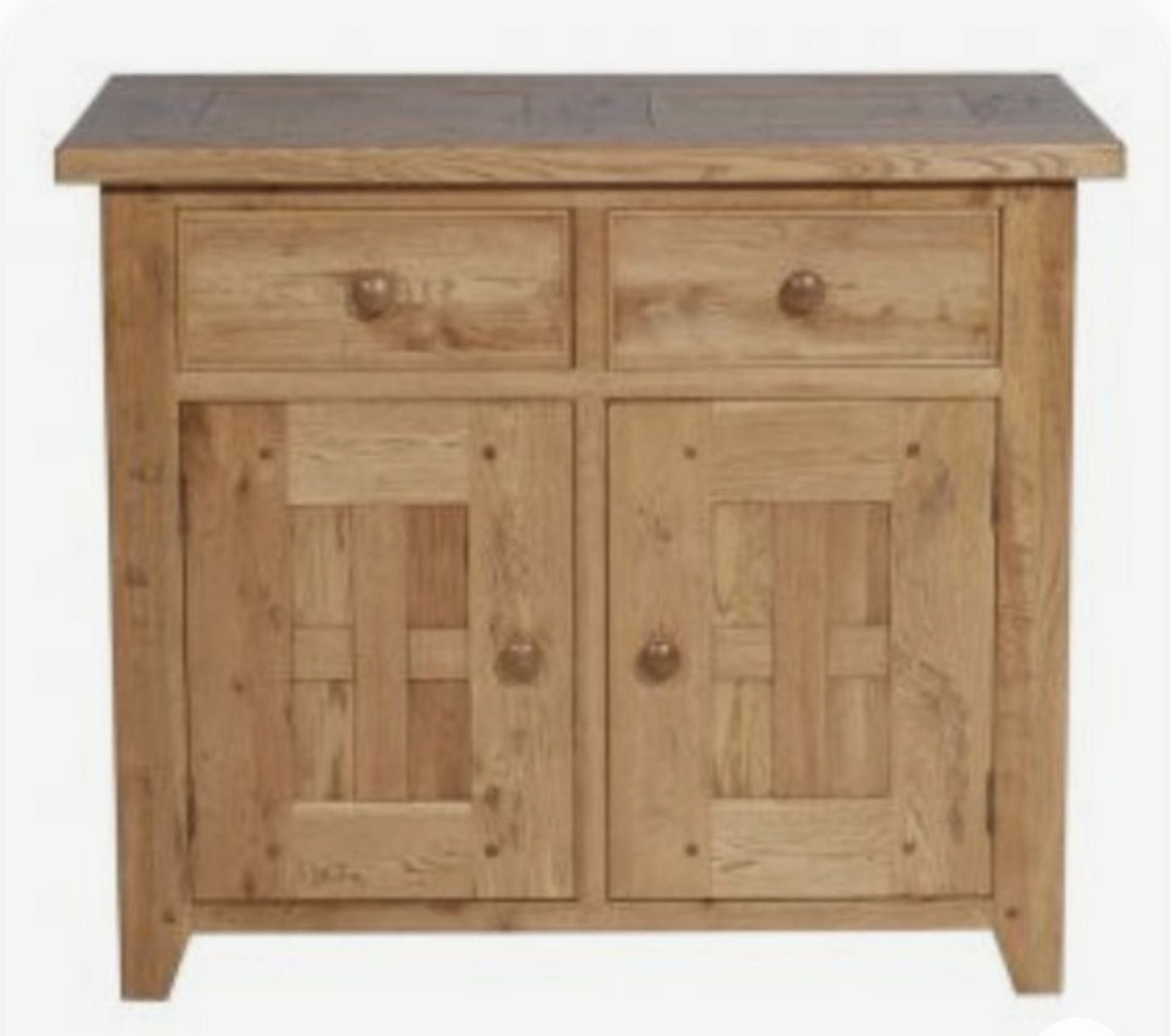 A WENTWORTH 2 DOOR SIDEBOARD - NIBBED OAK 100cm x 50cm x 85cm (rrp £985)