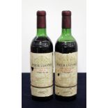 2 bts Ch. Lascombes 1966 Margaux 2me Cru Classé, us, ls, sl bs/aged/sl torn