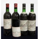 2 bts Ch. Lynch Bages 1967 Pauillac Grand Cru Classé vts, ts, bs, vsl foil damage, 1 loose label 2