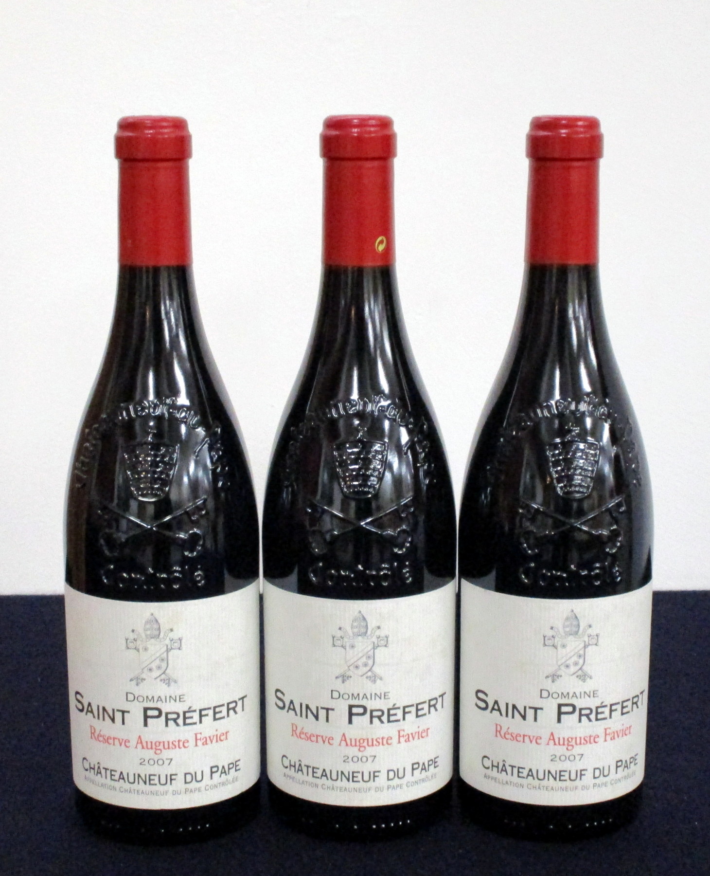 3 bts Châteauneuf du Pape Réserve Auguste Favier 2007 Dom Saint Préfert i.n