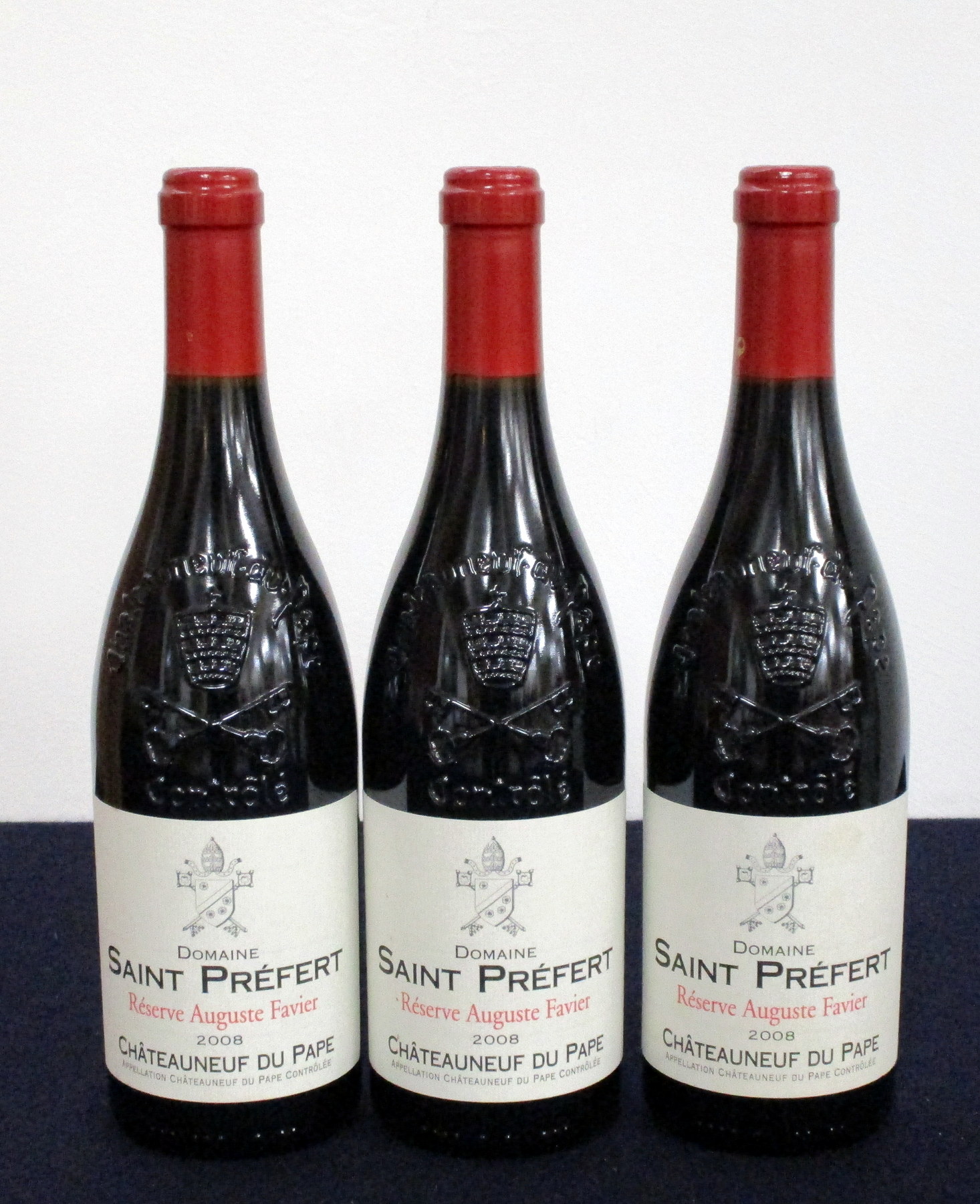 3 bts Châteauneuf du Pape Réserve Auguste Favier 2008 Dom Saint Préfert i.n