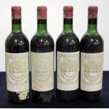 4 bts Ch. Pichon Baron 1964 Pauillac, 2me Cru Classé 1 ts, 1 us, 2 ms, sl bs, foils vsl crusted/