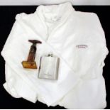A Hennessy Bath Robe A Hennessy Hip Flask and A Screw Pull Corkscrew Above three items