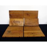 A collection of 8 Polished Wooden Box Ends including:- Ch. Lafite Rothschild 1982, Ch. Palmer