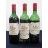 3 bts Ch. Beychevelle 1961 St-Julien. 4me Cru Classé 1 ls, 1 bls, 1 ullaged (9mm above label)