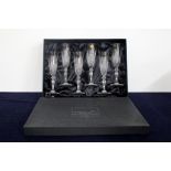 6 Capri Crystal Italia 24% Lead Crystal Champagne Flutes Lined Presentation Case