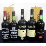 1 bt Krohn Colheita 1963 bottled 1999 owc 1 bt Royal Oporto 1981 LBV 2 bts Rozès 1991 LBV bottled