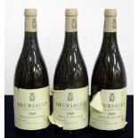 3 bts Meursault 1989 Dom des Comtes Lafon 2 i.n, 1 vts, sl torn labels, sl bs