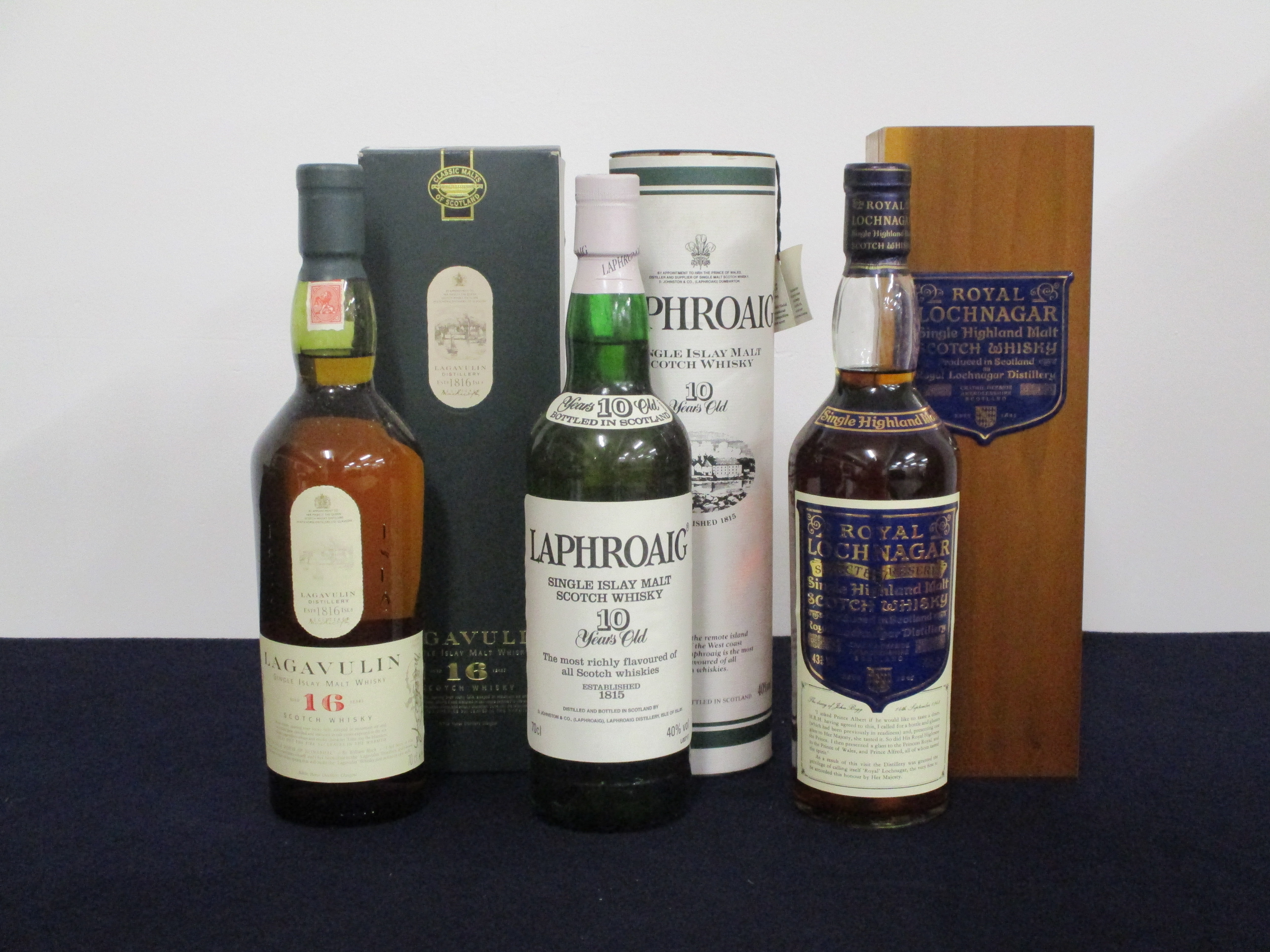 1 70-cl bt Lagavulin 16 YO Single Islay Malt Whisky oc 1 70-cl bt Laphroaig 10 YO Single Islay