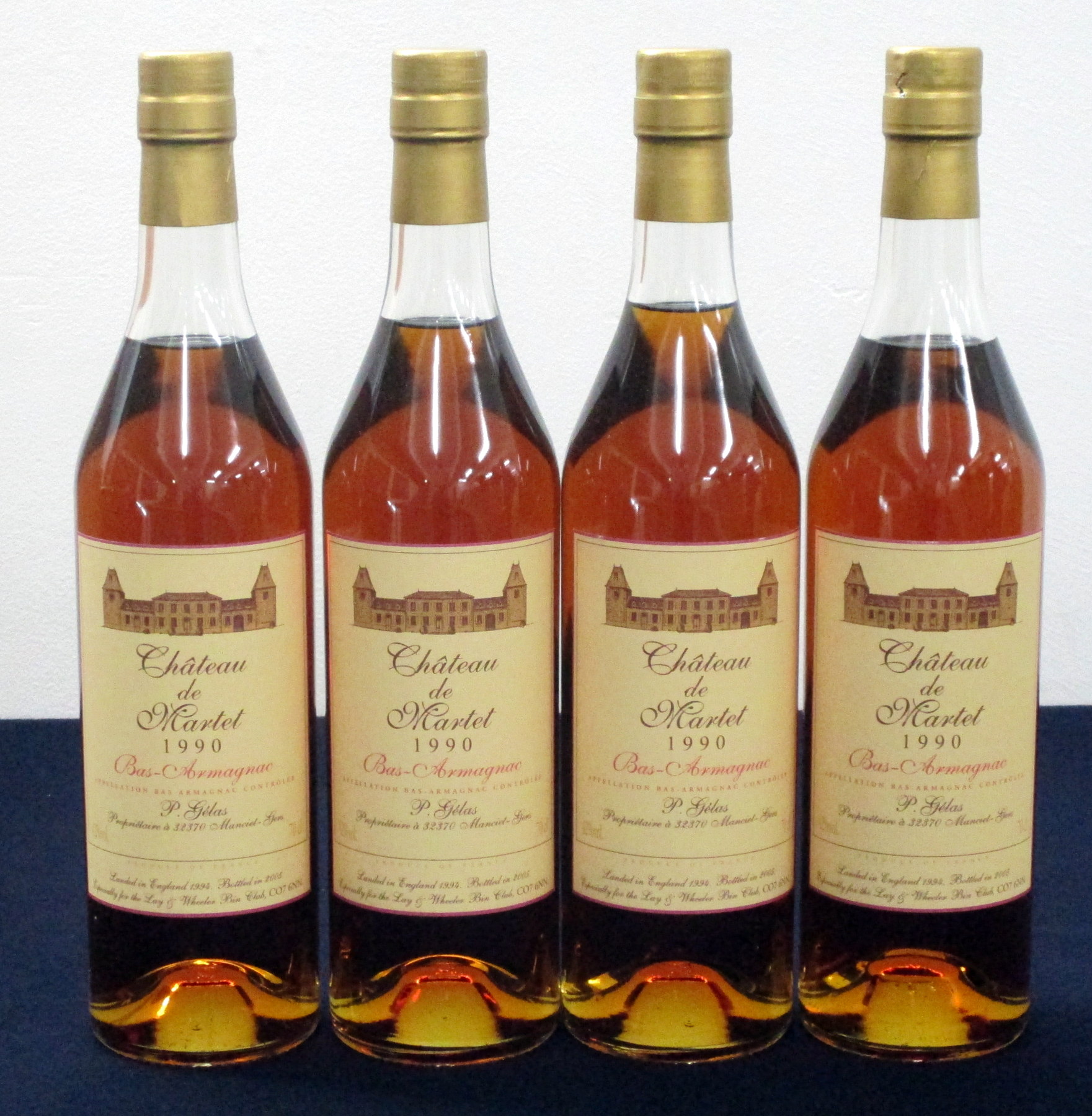 4 bts Ch. de Martet, Bas-Armagnac 1990 P Gélas landed 1994, bottled 2005 especially for The Lay &