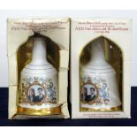 2 75-cl Bells Wade Decanters to commemorate The Marriage of HRH Prince Andrew with Miss Sarah
