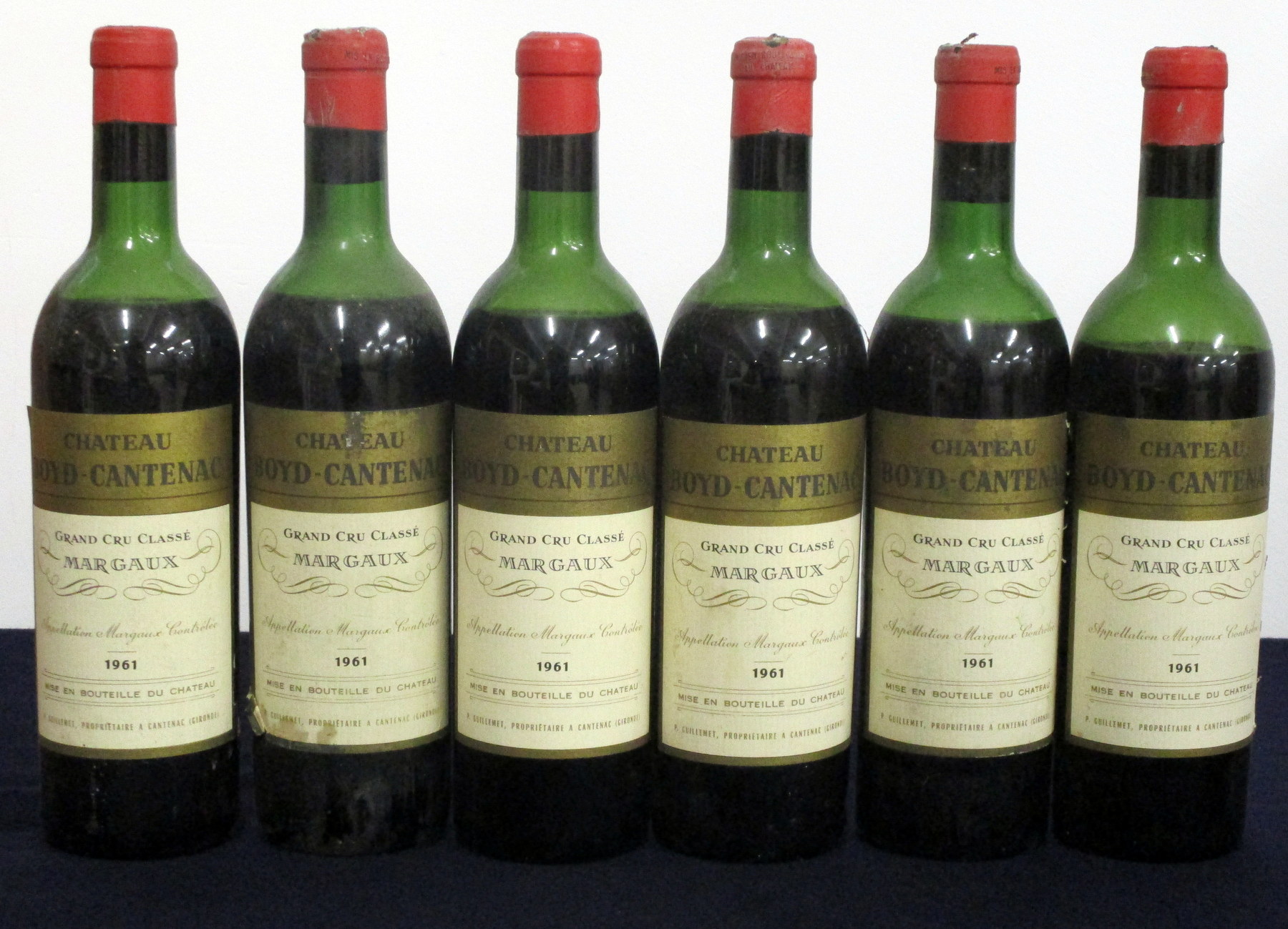 6 bts Ch. Boyd-Cantenac 1961 Cantenac (Margaux) 3me Cru Classé, 3 lms, 2 ls/lms, 1 bls, bs, sl