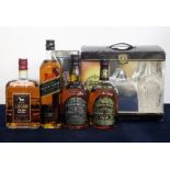 1 litre bt Logan de Luxe 12 YO Scotch Whisky White Horse Distillers 1 70-cl bt Johnnie Walker 12