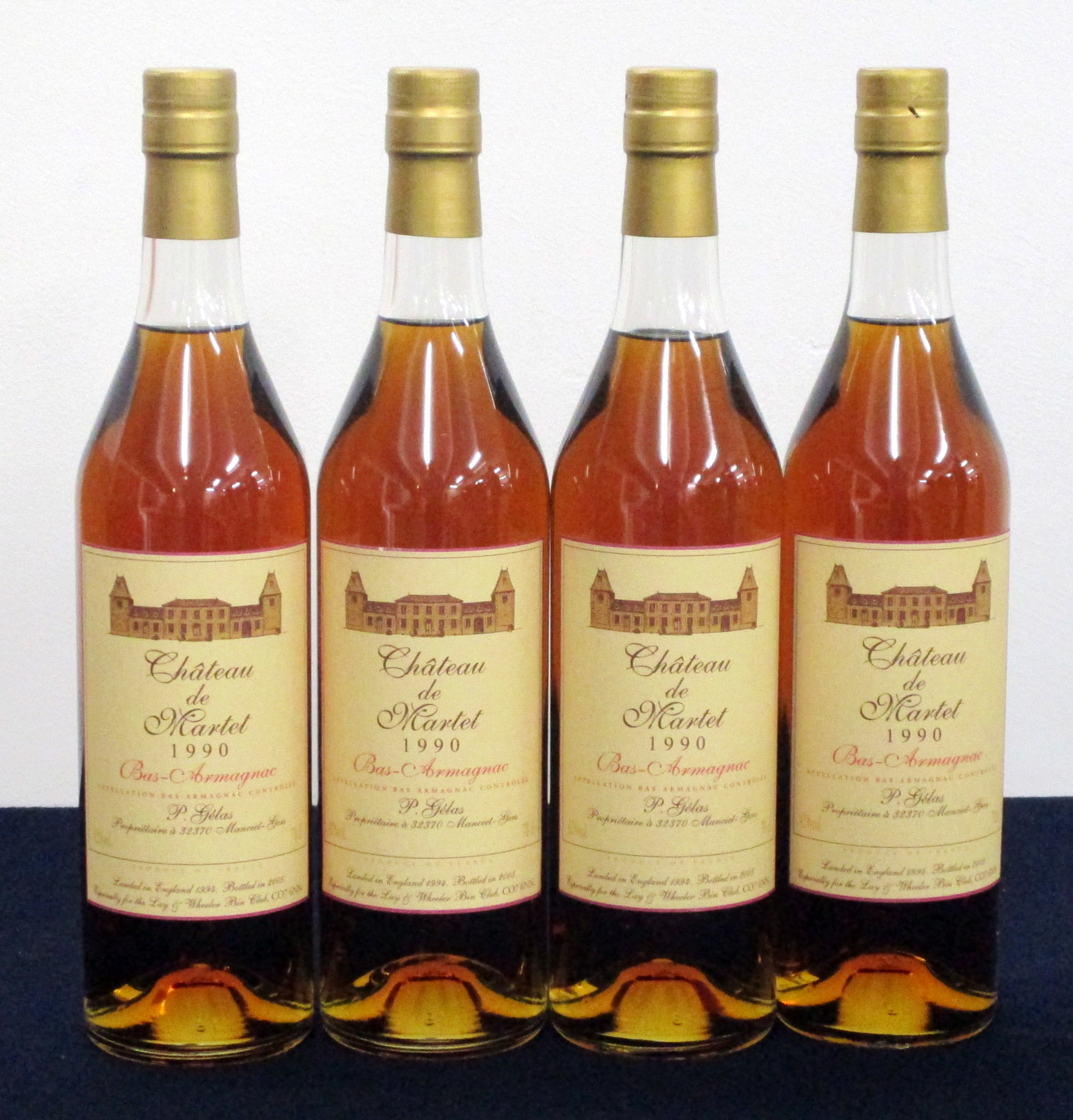 4 bts Ch. de Martet, Bas-Armagnac 1990 P Gélas landed 1994, bottled 2005 especially for The Lay &