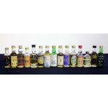 A Selection of 15 Malt Whisky miniatures including:- Glenmorangie 10YO, Old Pulteney & Glenturret 12