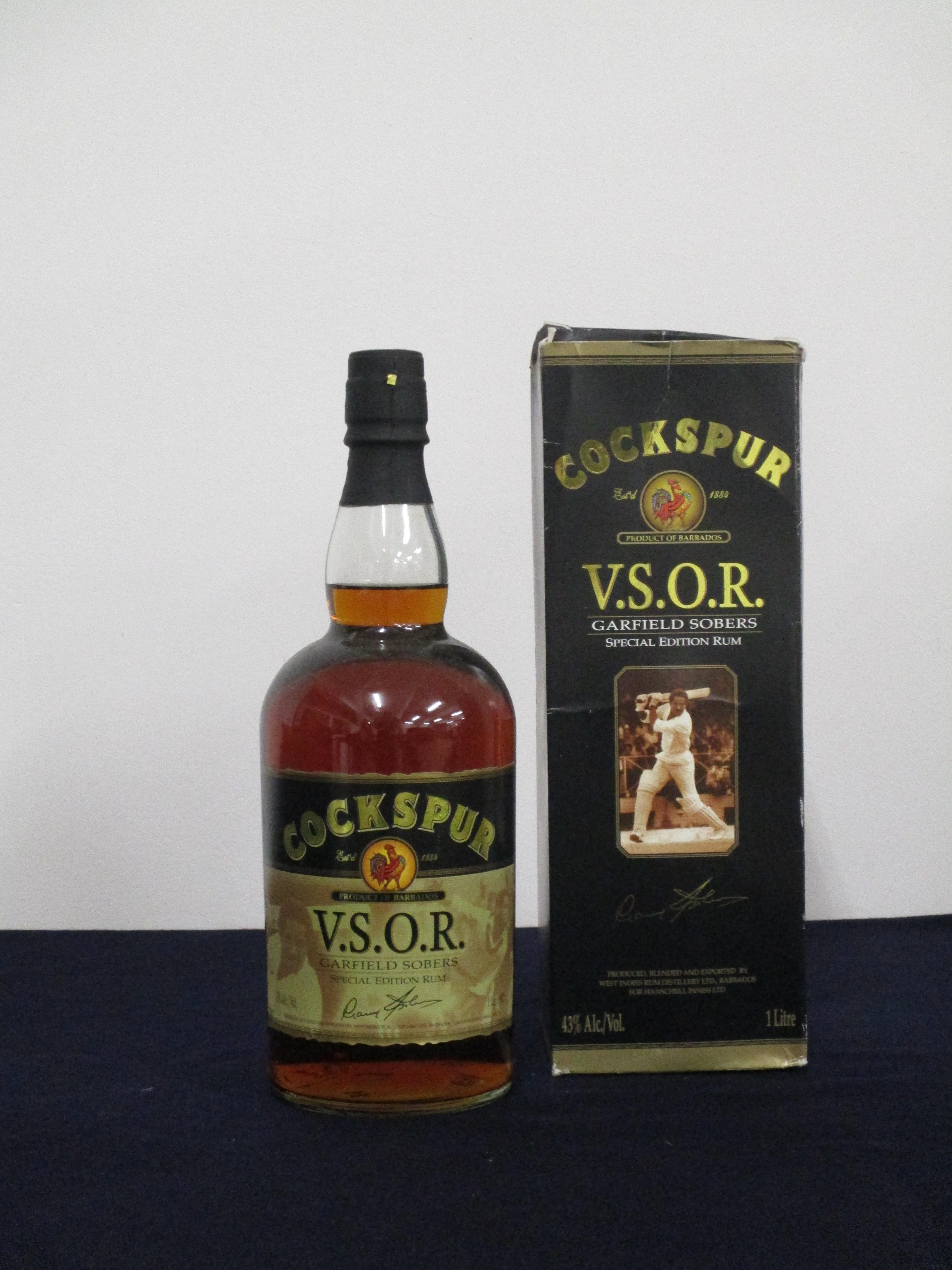 1 litre bt Cockspur V.S.O.R. Garfield Sobers Special Edition Rum oc - Image 2 of 2