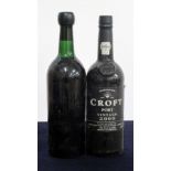 1 bt Croft 1966 Vintage Port base of neck, missing label ID from embossed capsule and cork 1 bt