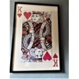 Stunning & Huge 59 x 37 Inch Decoupage "King Of Hearts" Display- Blackjack Set