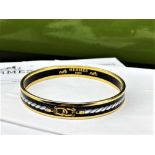 Hermes Gold Plated Grand Menege Belt Design Black/Tan Enamel Bangle