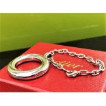 Cartier Silver Swirling Circle Key Ring/Pendant & Chain
