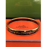 Hermes Paris Gold Plated Enamel Flacons Pattern Bracelet