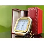 Cartier Paris Santos Gold Plated Desk Clock & Case