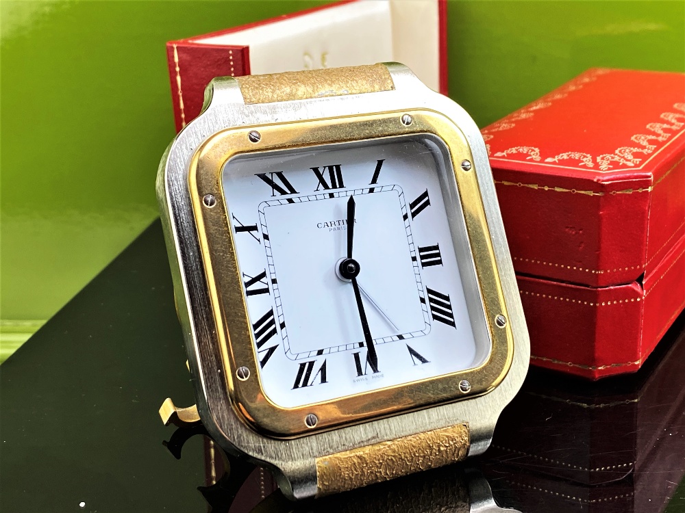 Cartier Paris Santos Gold Plated Desk Clock & Case - Image 4 of 4